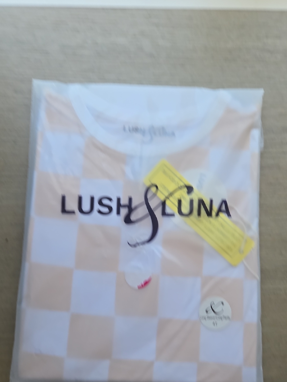 Lush & Luna BAMBOO Checkerboard Beige and White Long Sleeve And Pants Pajamas